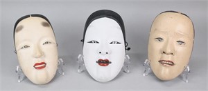 3 Japanese Ko Omote Noh Masks