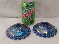 2 Imperial Carnival Glass Candle Holders