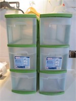 LOT 2 GREEN 3 DRAWER PLASTIC STORAGE TOWER