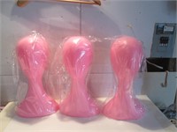 LOT 3 NEW PINK MANNEQUIN HEAD DISPLAY