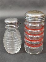 Ribbed Glass Salt Shaker Pair