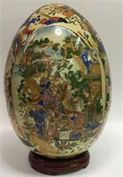 Oriental Hand Decorated Porcelain Egg Sculpture