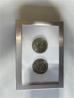 (2) Framed Bicentennial Silver Dollars (1776-1976)