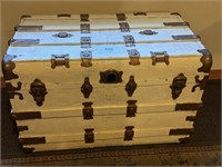 Antique Painted Slat Top Trunk