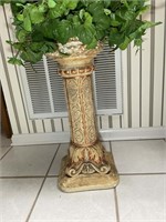 Ceramic like plant stand with plant 33 in tall