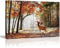 Lot of 2 $160 Deer Autumn Forest Wall Art for