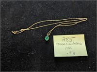 14k Gold .9g Necklace with 1ctw Colombian Emerald