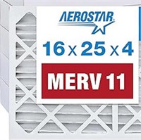 Aerostar 16x25x4 Merv 11 Pleated Air Filter, Ac