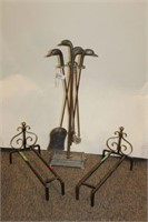 Duck Head Fireplace Tools & Pair of