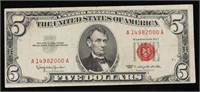 1963 $5 Red Seal United States Note Grades vf++