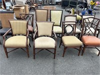 10pc Assorted La Cor Dining Chairs Arms & Armless