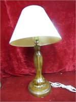 Vintage lathe carved wood table lamp.