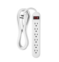 Project Source 8-ft 6-Outlet White Power Strip