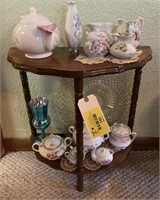 Floral China Teapots, Sugar and Creamer Bowls,