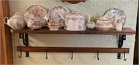 Floral China Teapot, Creamer and Sugar Bowls, and