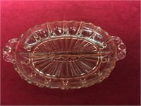 Pink Depression Glass Divided Dish - 12" x 7.75"