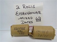Eisenhower Silver Dollars- 2 Rolls Mixed Dates