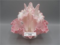 Fenton iridised rosalene Three Lily miniature