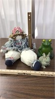 Decorations- doll, rabbit & frog