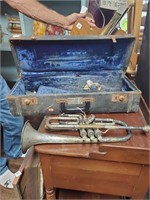 Vtg. Trumpet by Frank Holton-case worn & Trumpet