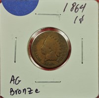 1864 Indian Cent Bronze AG