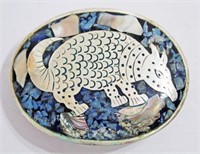 Armadillo Belt Buckle with Lapis and