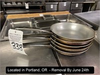 LOT, (5) ASSORTED FRY PANS