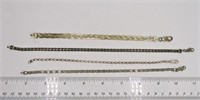 4 Sterling Bracelets / Anklets