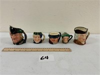 Lot of 5 Royal Doulton Mini Toby Mugs