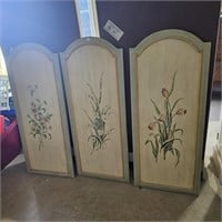 3 Shabby Chic Hand Painted Floral Wall Panels
