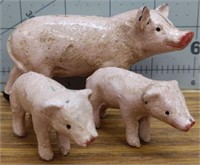 Cast iron coin bank, 3 pigs