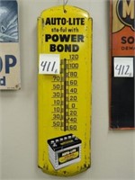 Metal Auto-Lite Power Bond Batteries Thermometer