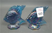 Two Fenton Teal Sapphire Sun Fish Figurines