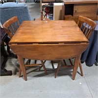Wood Drop Leaf Table w/ 2 Chairs