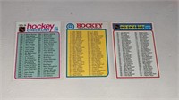 3 1970's Topps Hockey Checklist Unmarked