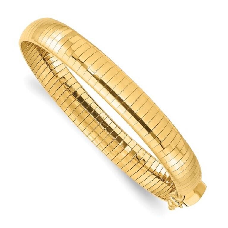 14K- Lightweight Domed Omega Bracelet