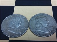 2 Franklin half dollars two times your money 1952