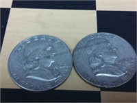 2 Franklin half dollars two times your money 1962