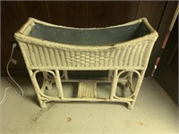 White wicker plant holder