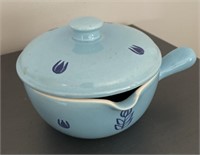 E2) Vintage Cronin blue tulip soup crock