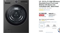 LG - 5.0 CFHigh-Efficiency Smart Front Load Washer
