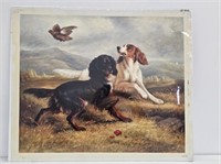 SPANIELS PUTTING UP A PARTRIDGE OIL ON CANVAS