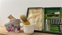 Antique Shaving Razor Kit & Mug brush lot