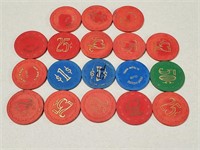 18 Pent House Club Poker Chips.