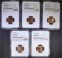 1946-S, 48-S, 52-S, 53-S & 55-S LINCOLN CENTS NGC