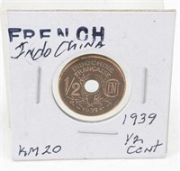 1939 French Indo-China 1/2 Cent Coin