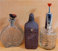 Three Liquour decanters 8.5"-11" H