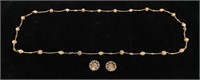 French Export 20k Gold Necklace & Earring Set