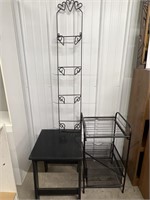 Small black table, Plate holder, Wire shelf w/