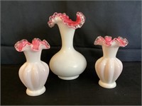 Fenton white and pink glass